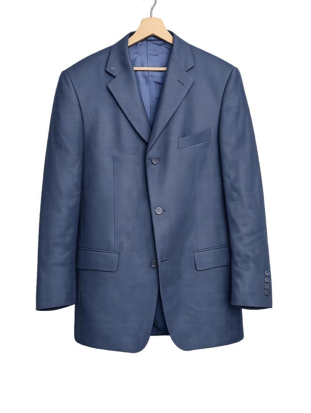 Made in Italy 100% Linen Navy Blazer Sport Coat Men’s 42L Quiet Luxury